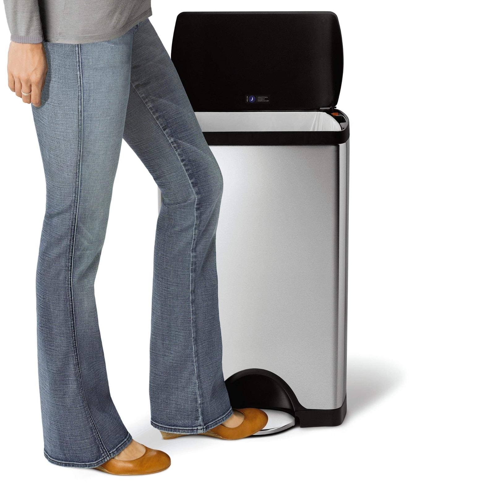 Stainless Steel Rectangular Step Trash Can, 38 L F815189