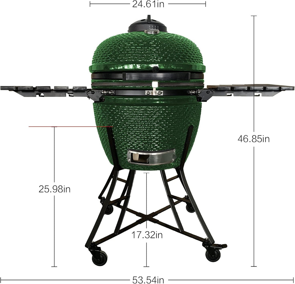 Green Ceramic Barbecue Charcoal Grill with Side Table M66563