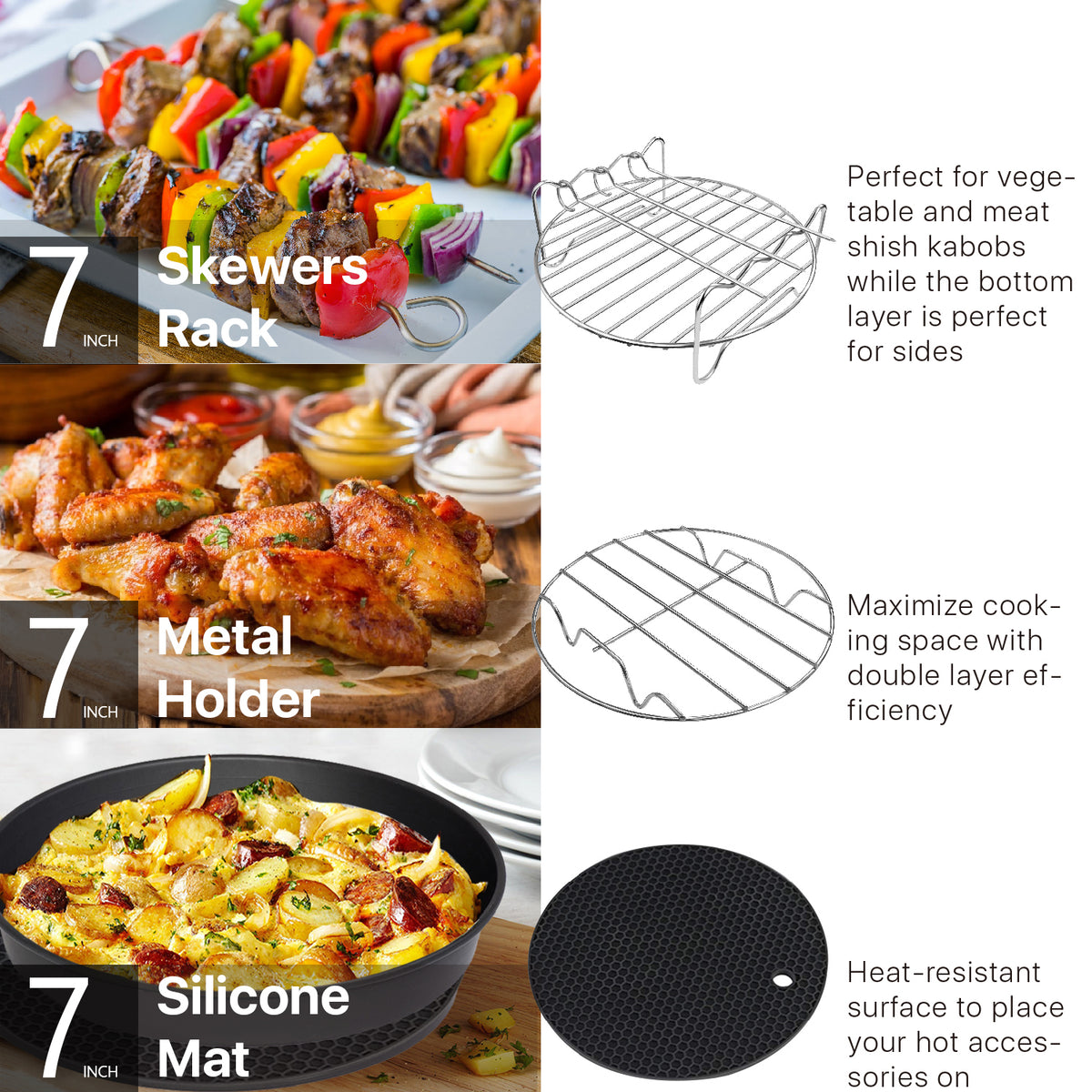 17 Set 8 Inch Air Fryer Accessories with Recipe Cookbook S8545