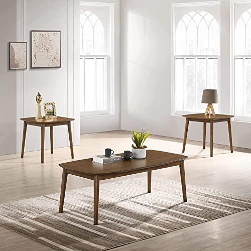 Natural Walnut 3 Piece Wood Coffee Table and End Table Set K593
