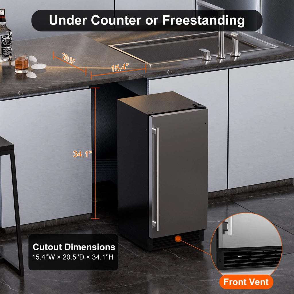 15" Stainless Steel Crescent Ice Maker R9016