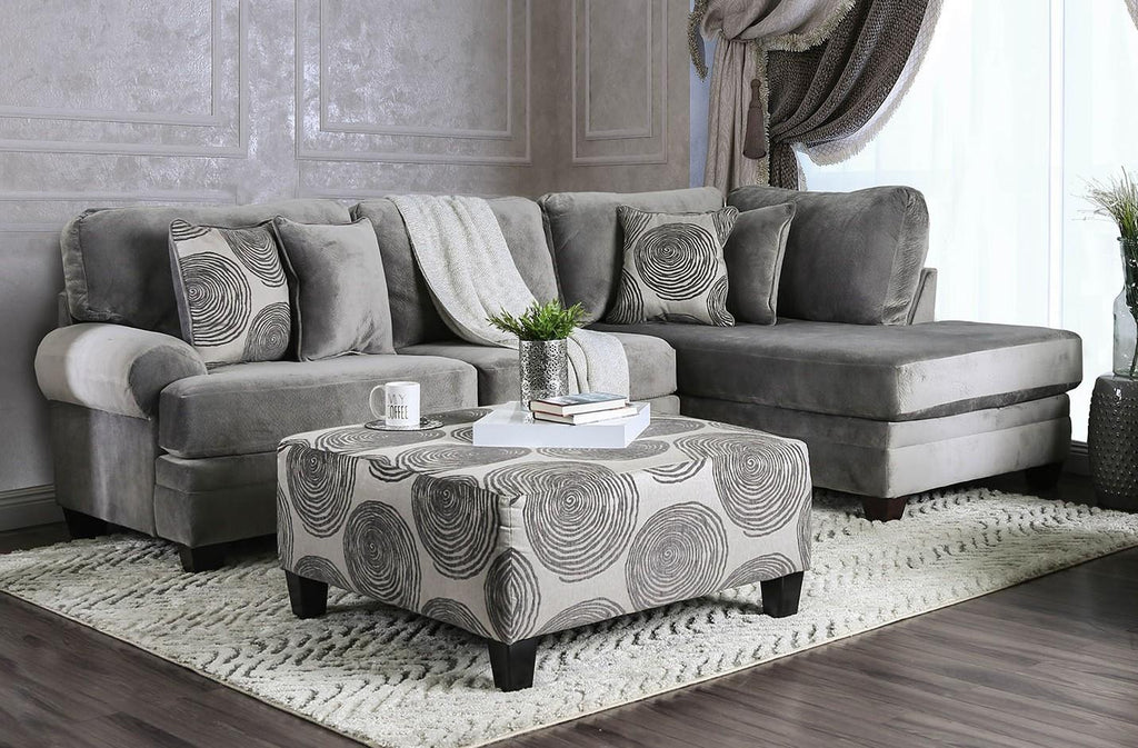 Gray Microfiber Living Room Set 3pcs I601