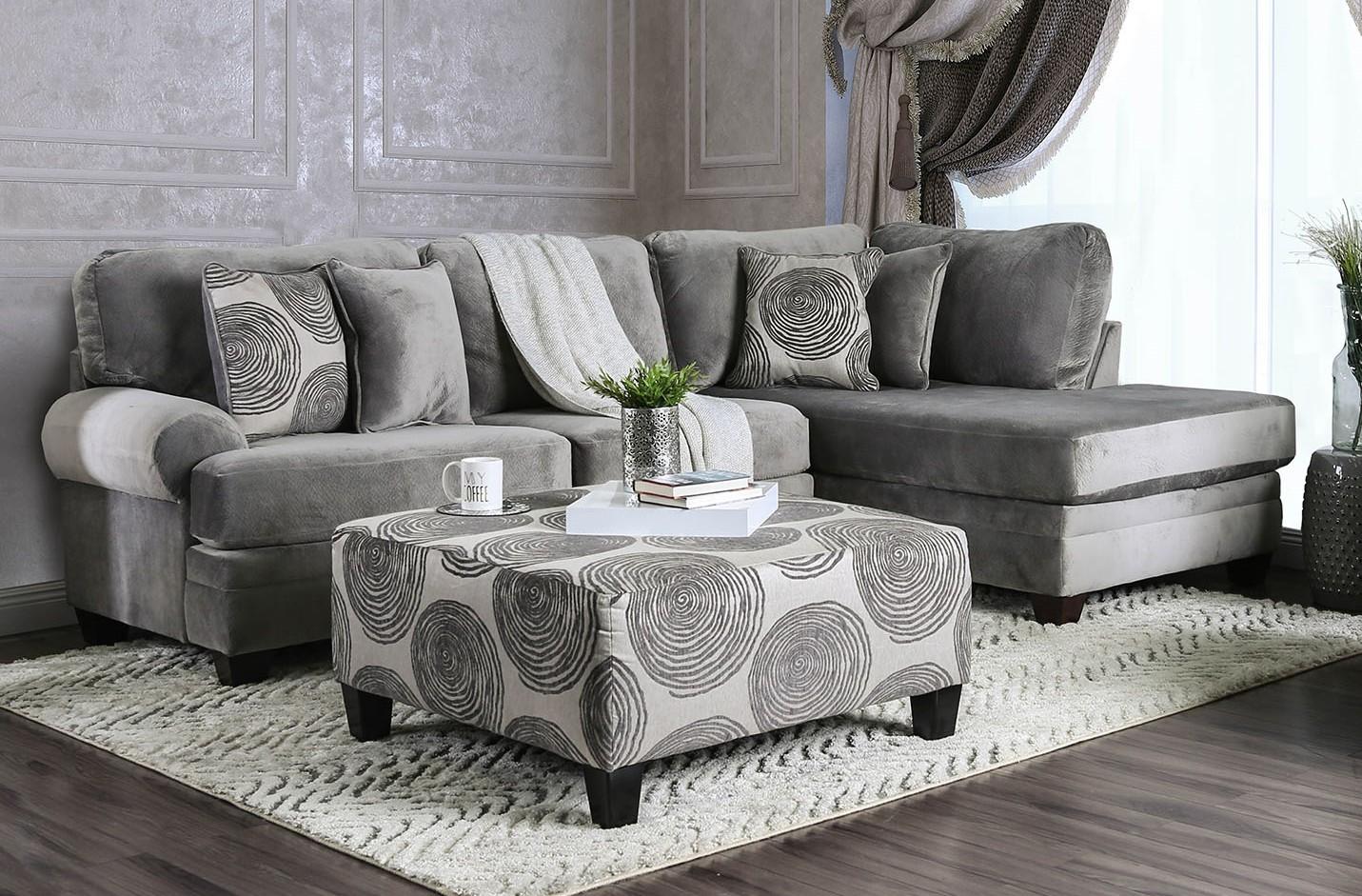 Gray Microfiber Living Room Set 3pcs I601