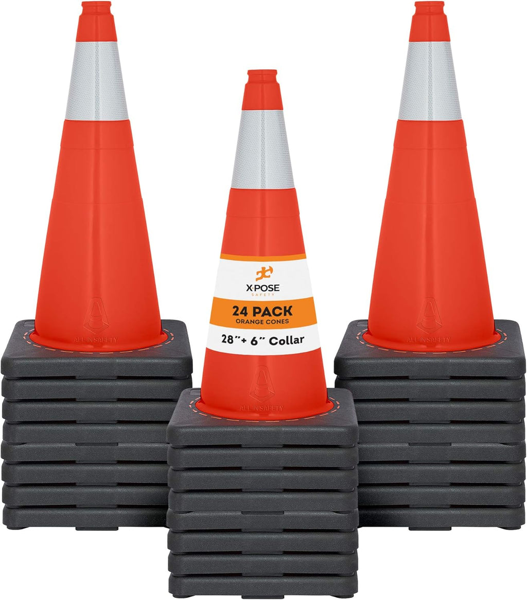 Orange PVC Plastic Traffic Cones with 6 Collar W314873