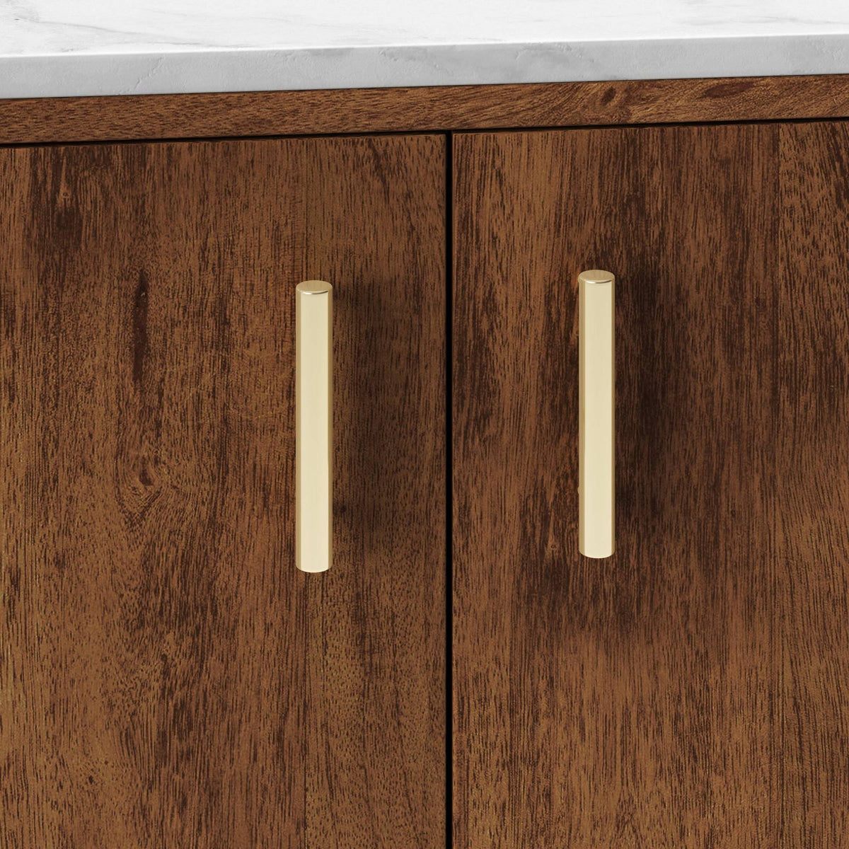 2 Door Wood/Marble Cabinet Brown J121535