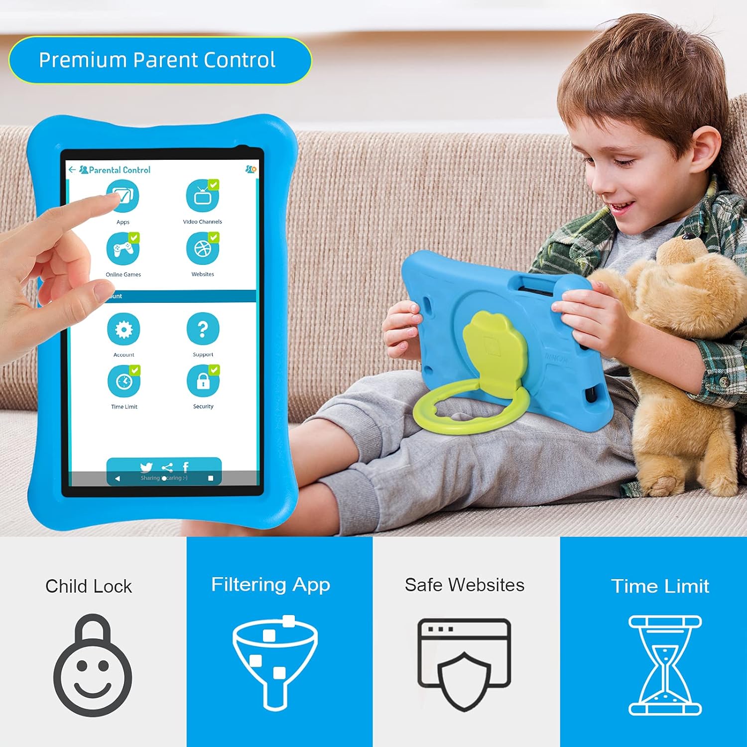 10.1 inch Kids Tablets Android 10 Go 2+32GB ROM Blue C415300