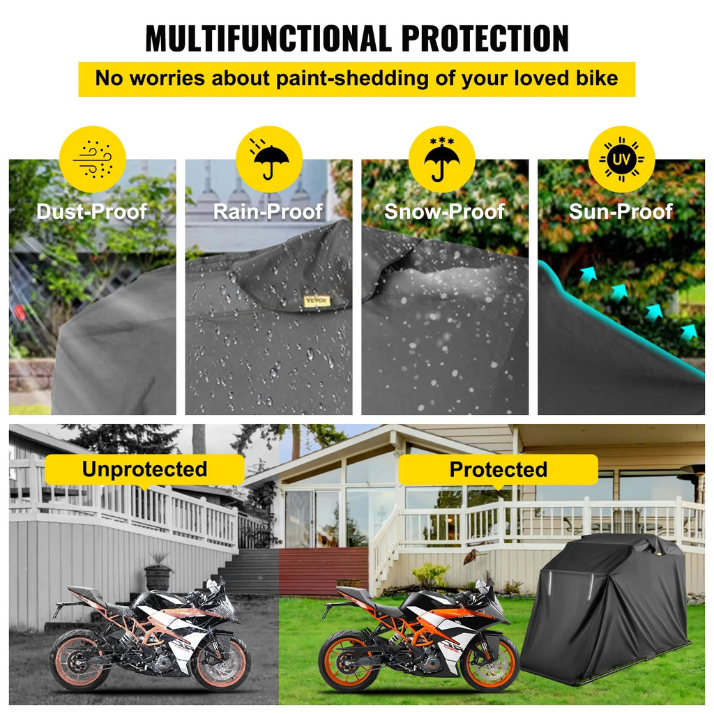 Heavy Duty Motorcycle Cover, 600D Oxford Waterproof with Lock-Holes & Storage Bag S222722
