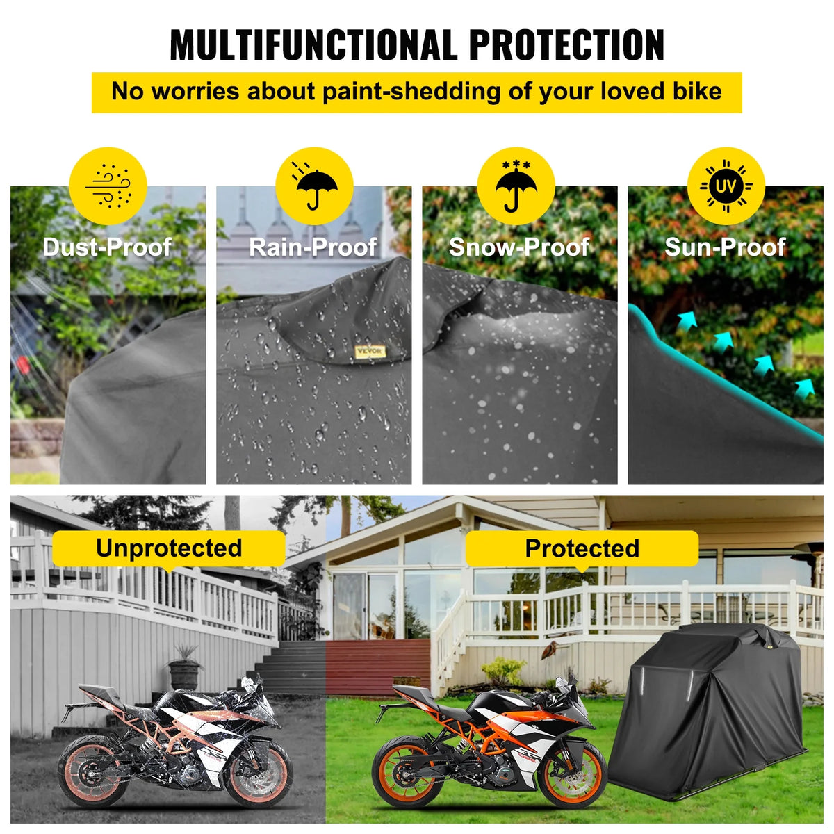 Heavy Duty Motorcycle Cover, 600D Oxford Waterproof with Lock-Holes & Storage Bag S222722