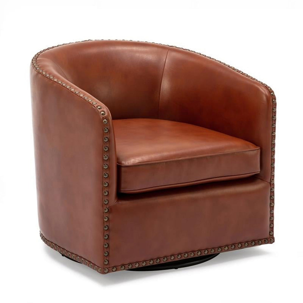 Caramel Faux Leather Swivel Arm Chair T6011