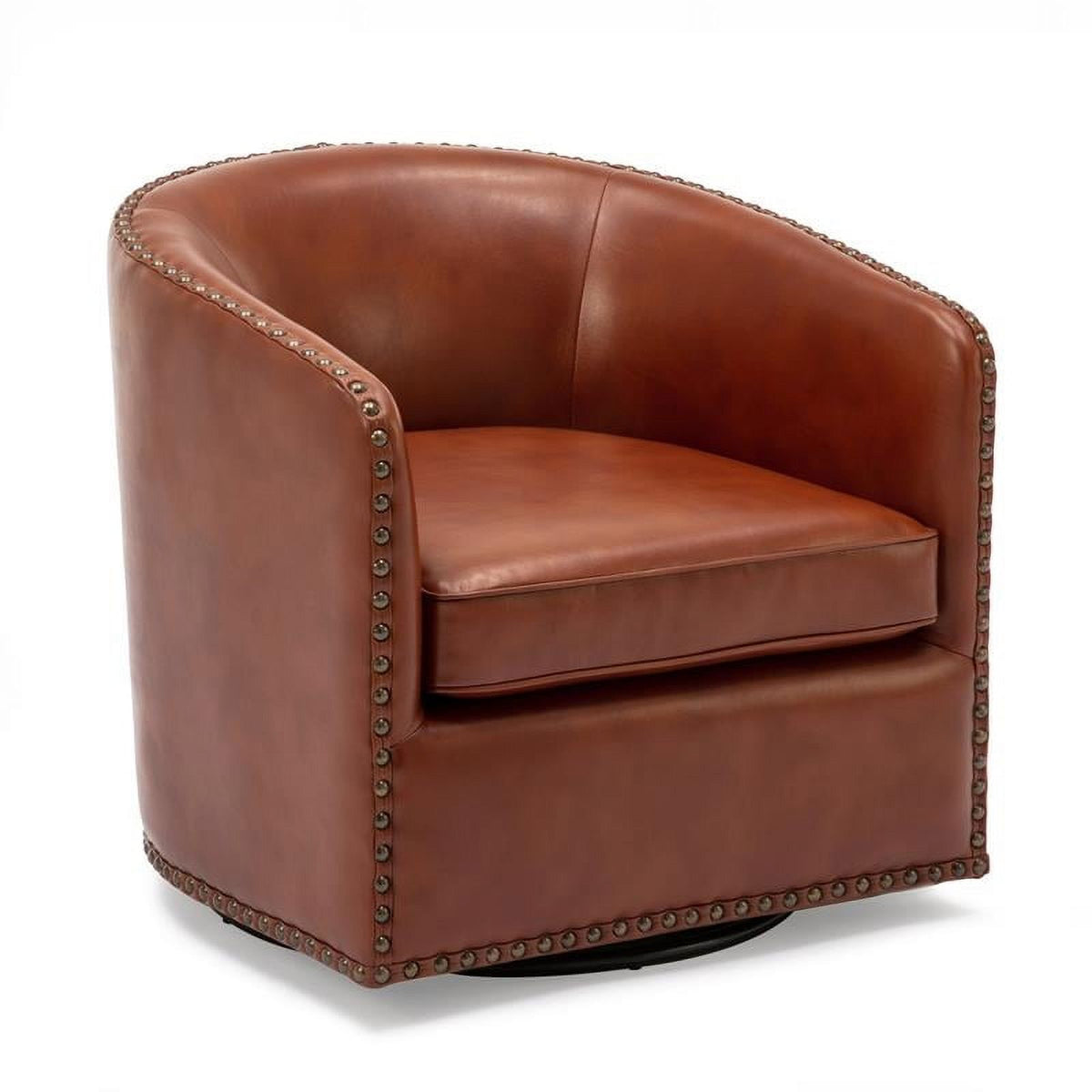 Caramel Faux Leather Swivel Arm Chair T6011
