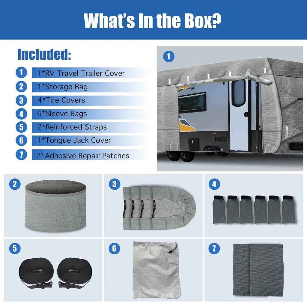 RV Cover 6 Layers Windproof Anti-Scratch UV Resistant (22'1''-24) Z69395