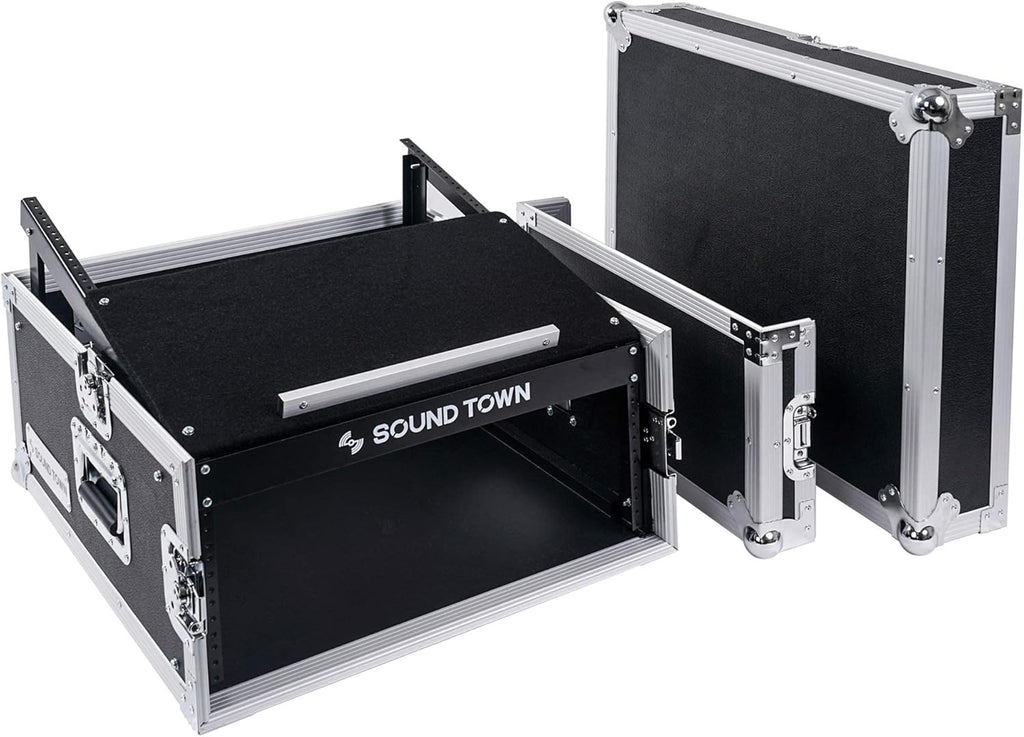 4U PA DJ Rack Road Case with 11U Slant Mixer Top, 20’’ Rackable Depth, 4-Space Size Y662451