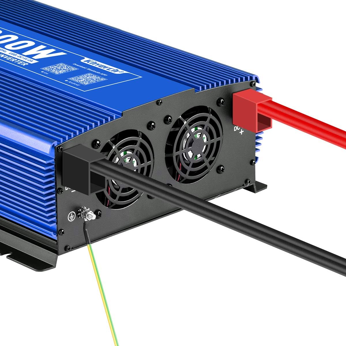 3000W Pure Sine Wave Power Inverter 12V DC to 110V AC Car Inverter with Bluetooth 4 AC Outlets 2 USB Ports E7407