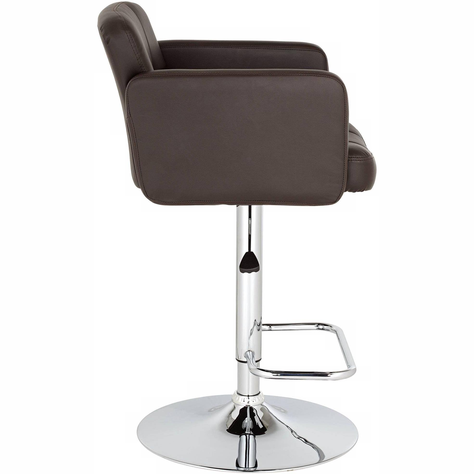 Espresso Faux Leather Adjustable Swivel Bar Stool T236890