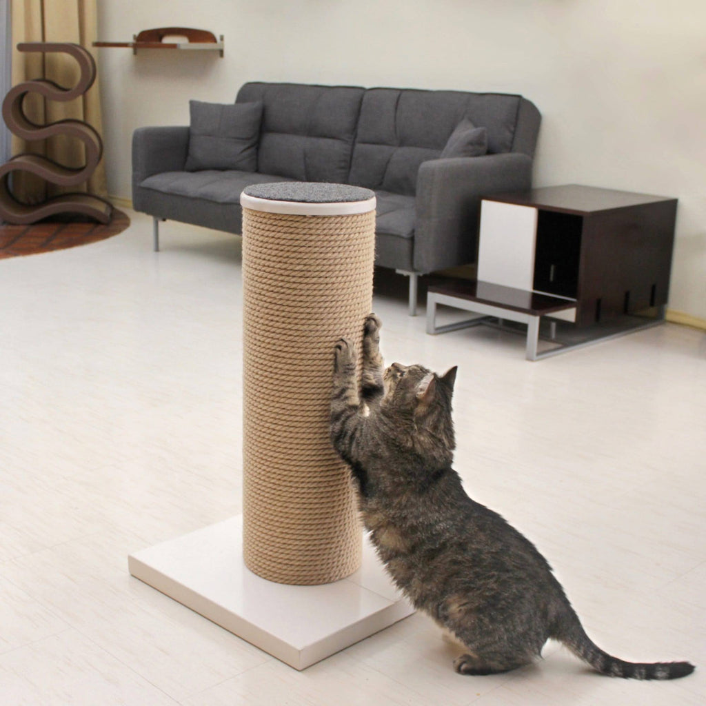Oversized Jute Cat Scratcher and Perch, White N6854