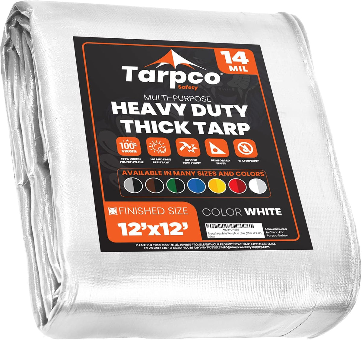 Extra Heavy Duty 14 Mil Waterproof Poly Tarpaulin with Reinforced Edges P29348