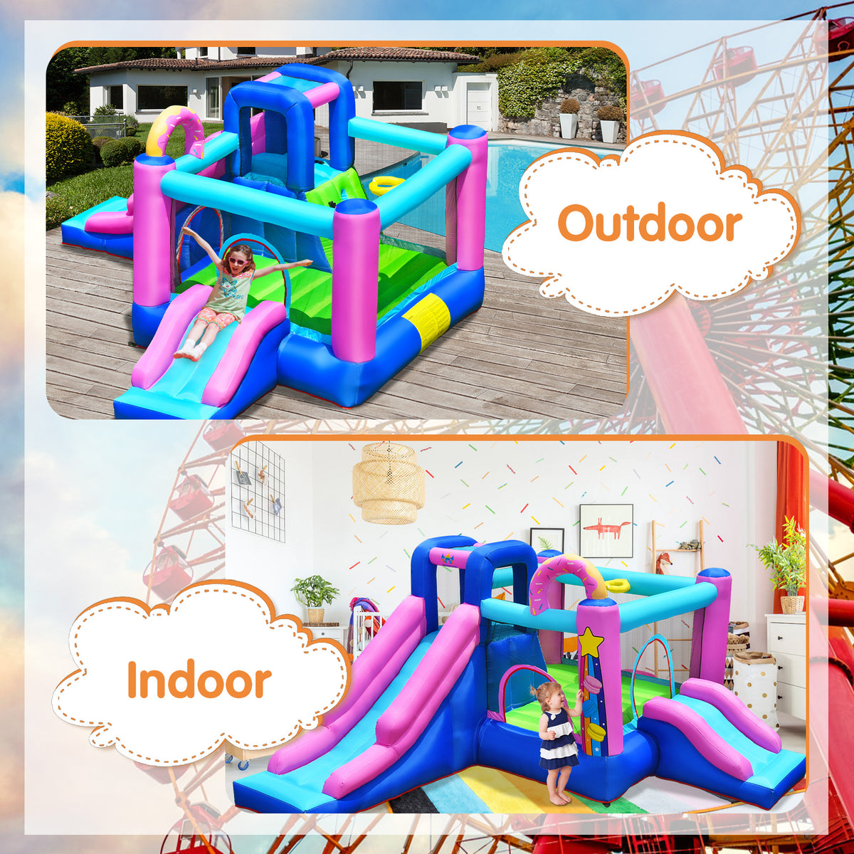 Inflatable Bounce Castle Dual Slides Jumping Bouncer P73293