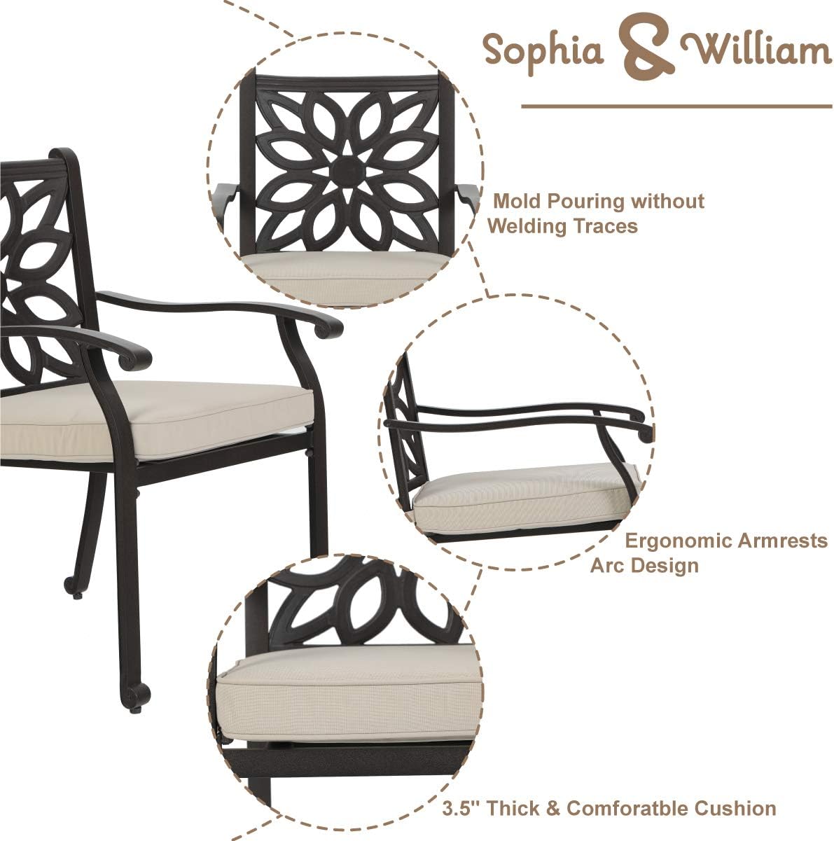 5 Pieces Patio Dining Set with 4 Chairs and 1 Square Table A660127
