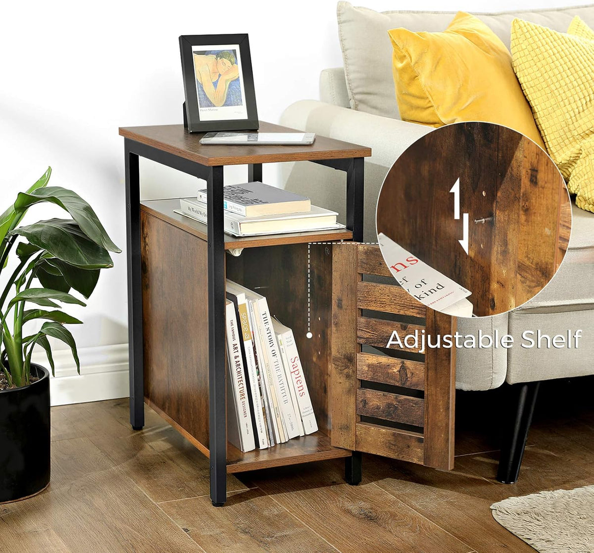 Rustic Brown Side Table with Storage Shelf W398522