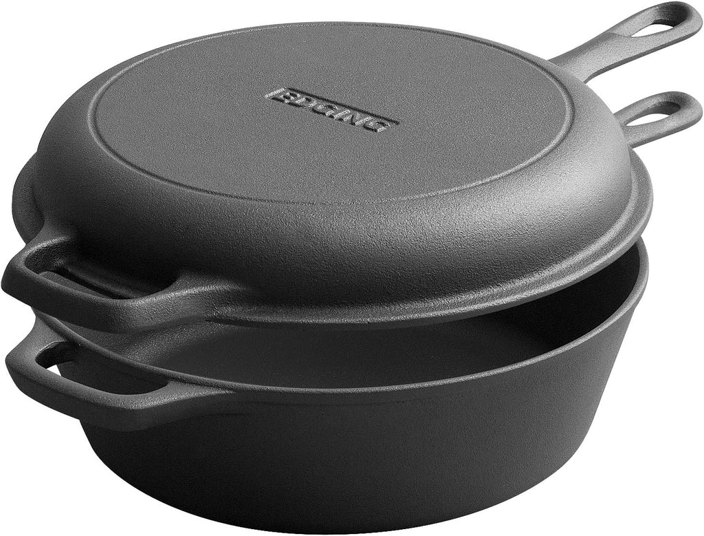 2-In-1 Pre-Seasoned Cast Iron Dutch Oven Set, 5-Quart Pack of 2 V539375