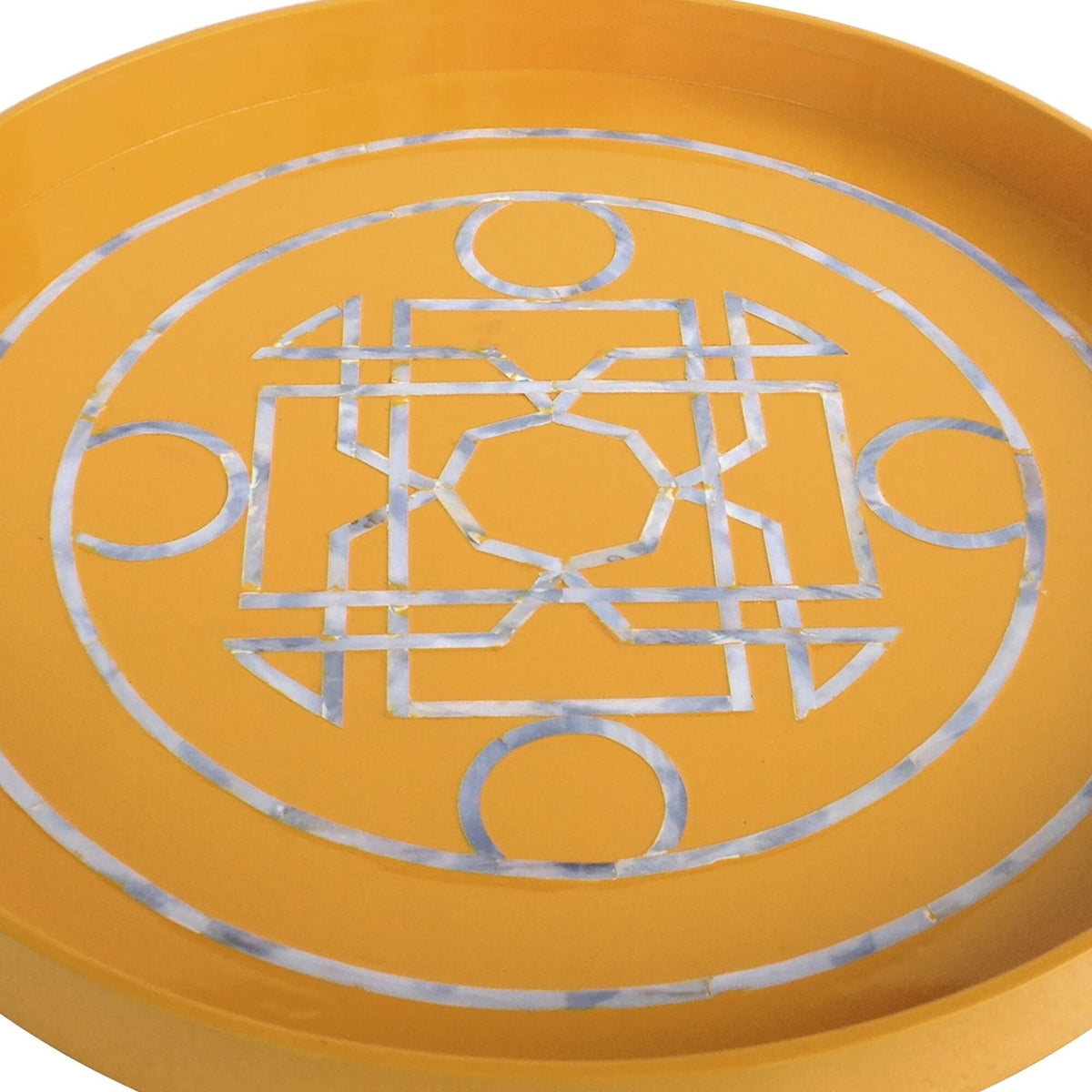 Yellow Round Lacquered Serving Tray E8094
