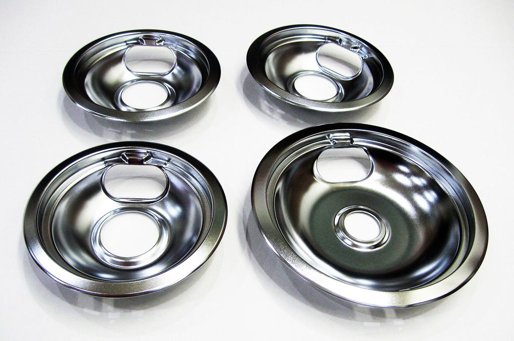 Chrome Range Burner Drip Pan Bowl Bib Set V555694