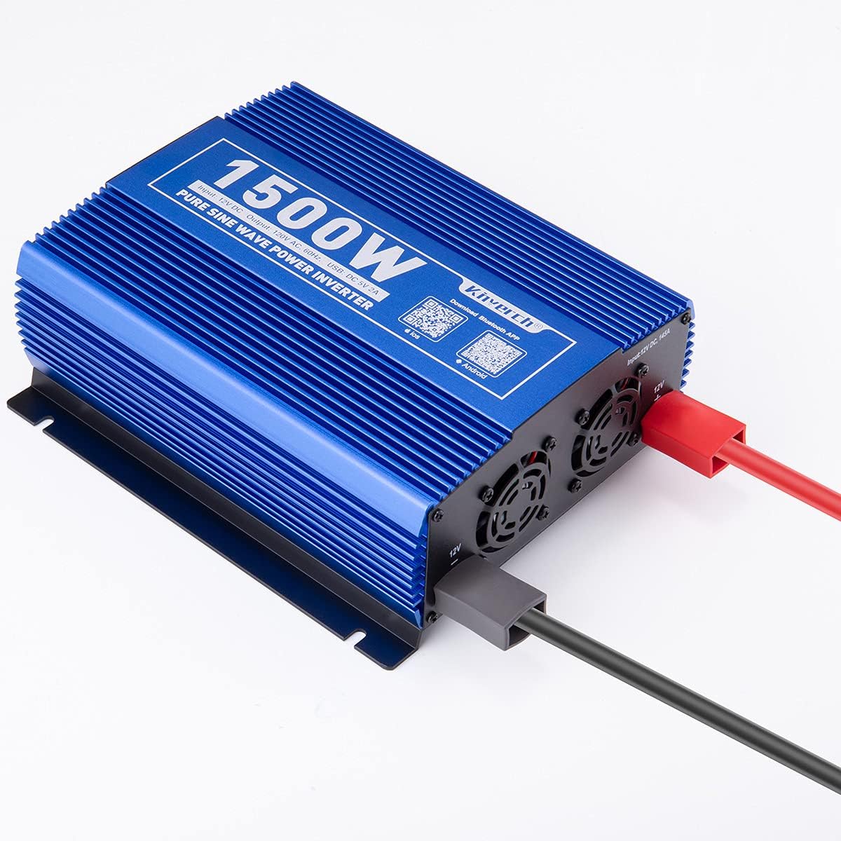 3000W Pure Sine Wave Power Inverter 12V DC to 110V AC Car Inverter with Bluetooth 4 AC Outlets 2 USB Ports E7407