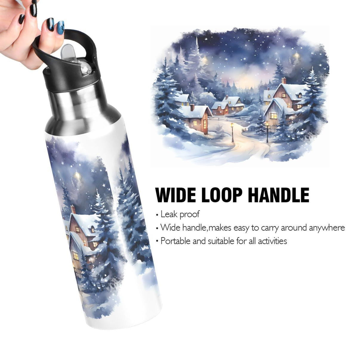 Stainless Steel Insulated Thermos Vacuum Flask Water Bottle with Straw Lid N1580