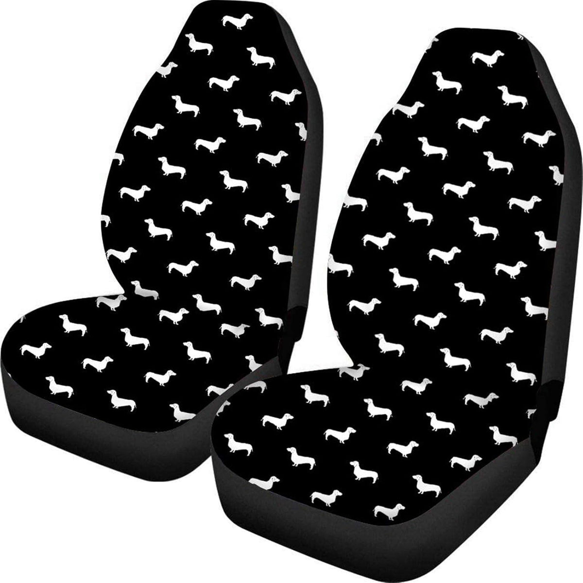 Set of 2 Brown Cow Fur Print Car Seat Covers V41720