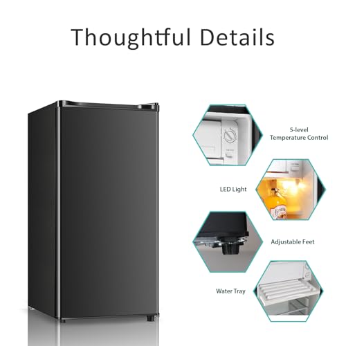 Mini Fridge with Freezer, 3.1 Cu.Ft, Compact Refrigerator, Black D79470