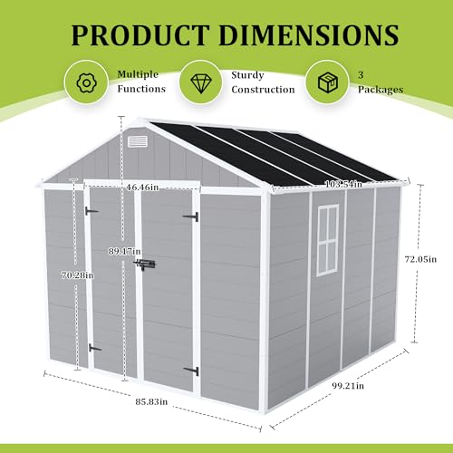 Gray 8x8 FT Outdoor Resin Storage Shed B56003
