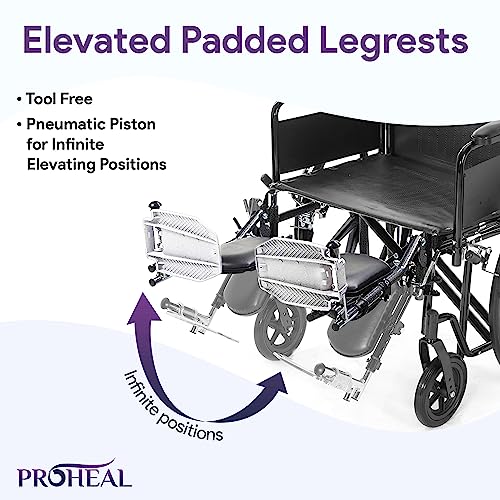 26" Heavy Duty Bariatric Wheelchair - Black - Removable Desk Arms and Elevated Leg Rests - 700LB Capacity - Nylon Seat C962