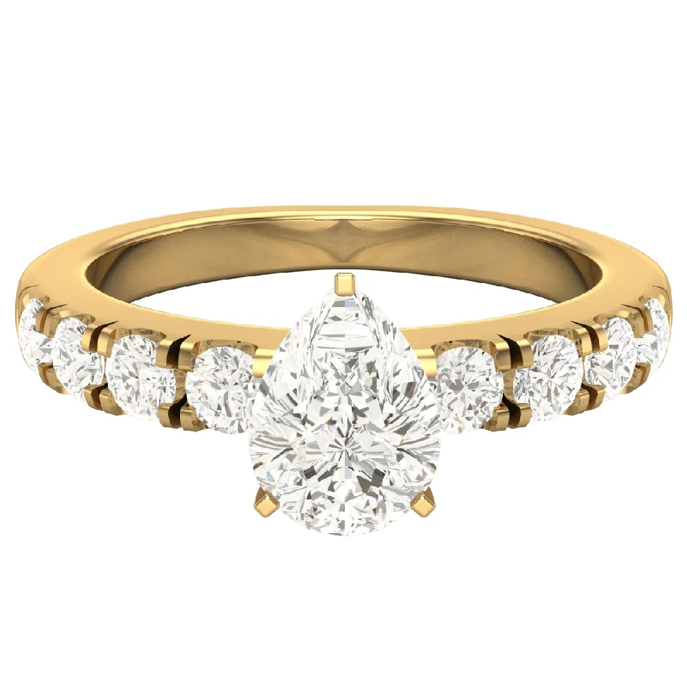 Pear Cut Solitaire Diamond Ring 14K Gold 1.20 Carat R207241