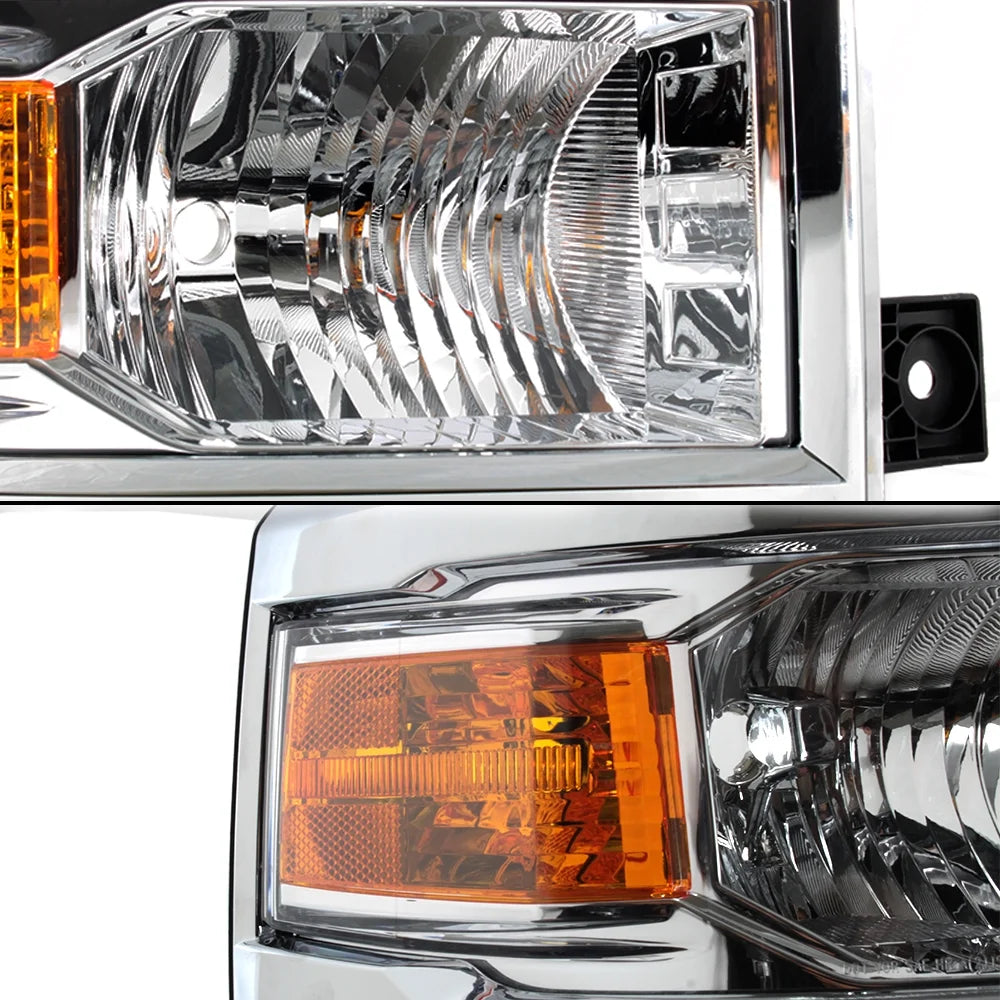 Chrome Clear Headlight Lamp Assembly Driver + Passenger Side Q3260