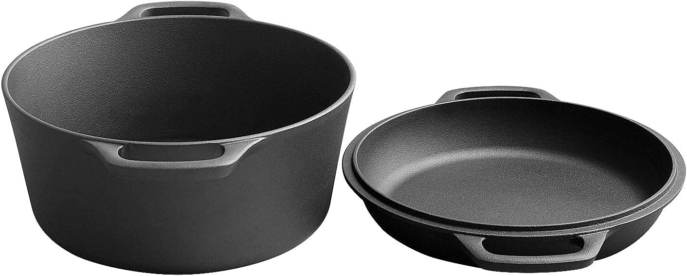 2-In-1 Pre-Seasoned Cast Iron Dutch Oven Set, 5-Quart Pack of 2 V539375