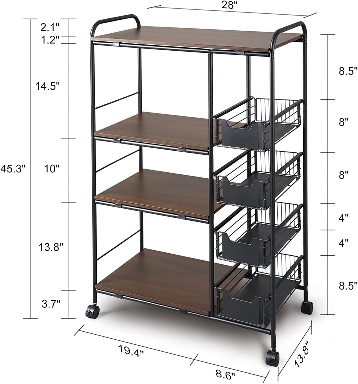 Kitchen Standing Bakers Rack with Storage Basket H984113