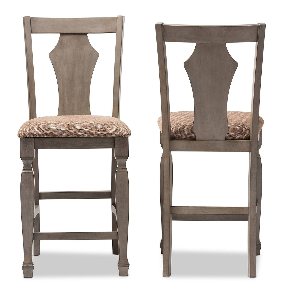 Shabby Chic Grey Fabric Counter Stool - Set of 2 W296