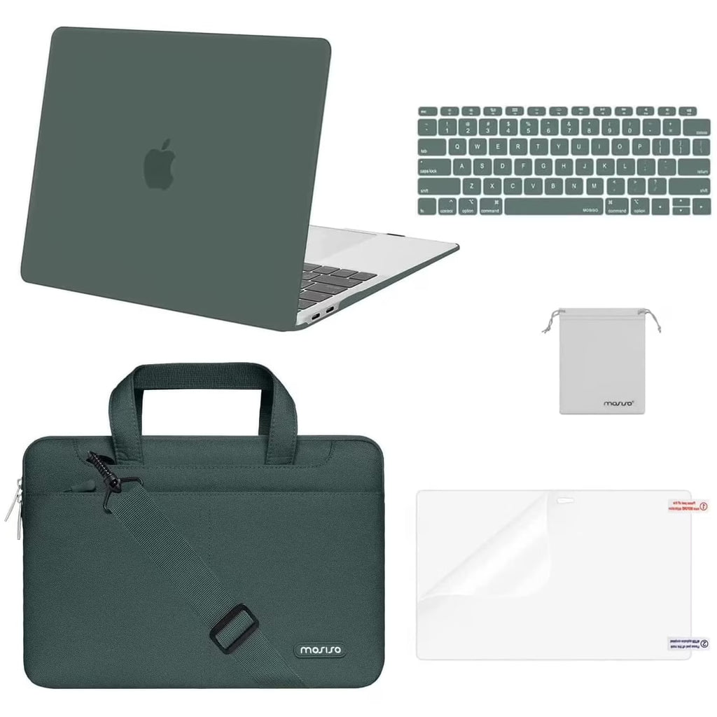Midnight Green Plastic Hard Shell MacBook Air 13 inch Case with Shoulder Bag, Keyboard Cover, Screen Protector, Pouch H317342