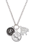 Silvertone Round Charm Necklace, 28" P12323