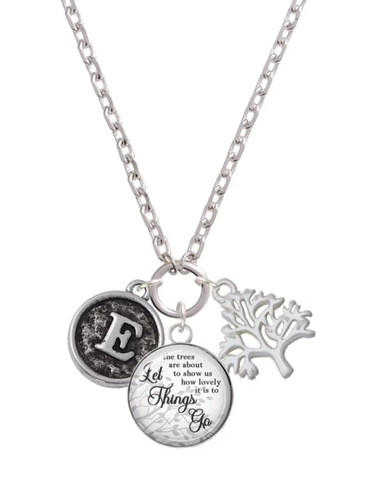Silvertone Round Charm Necklace, 28" P12323