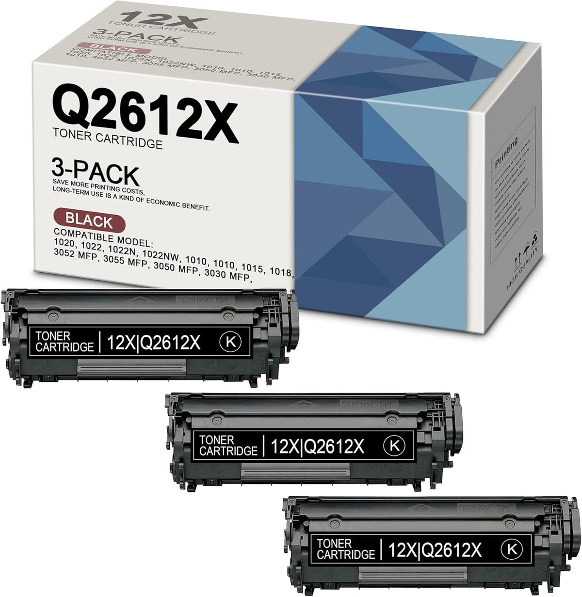 12X Compatible High Yield Toner Cartridge (3-Pack, Black) A44258