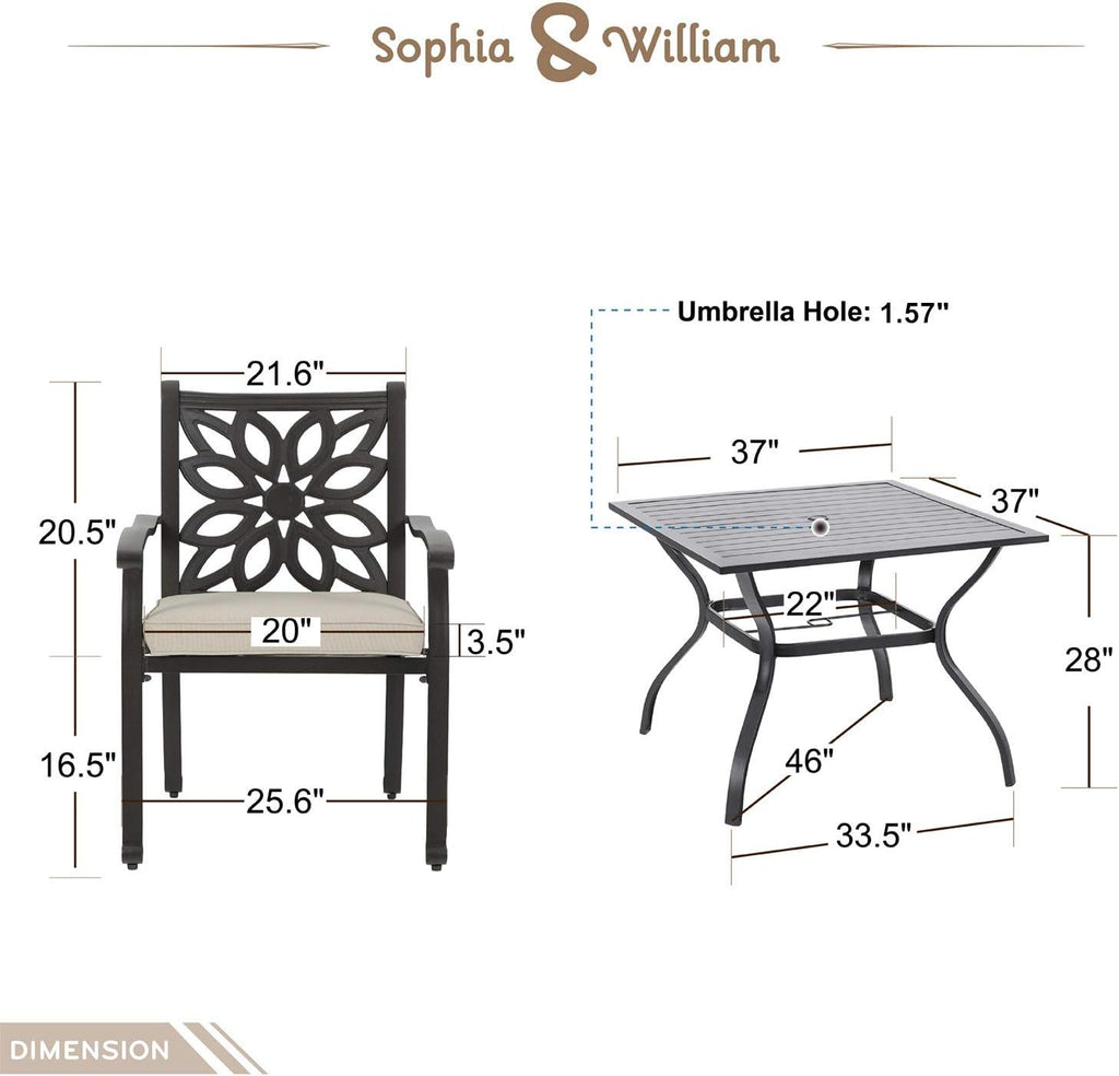 5 Pieces Patio Dining Set with 4 Chairs and 1 Square Table A660127