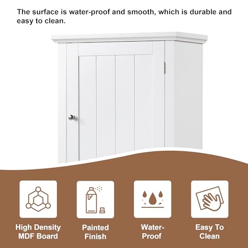 White Tall Bathroom Storage Cabinet with Drawer and Adjustable Shelf N210059