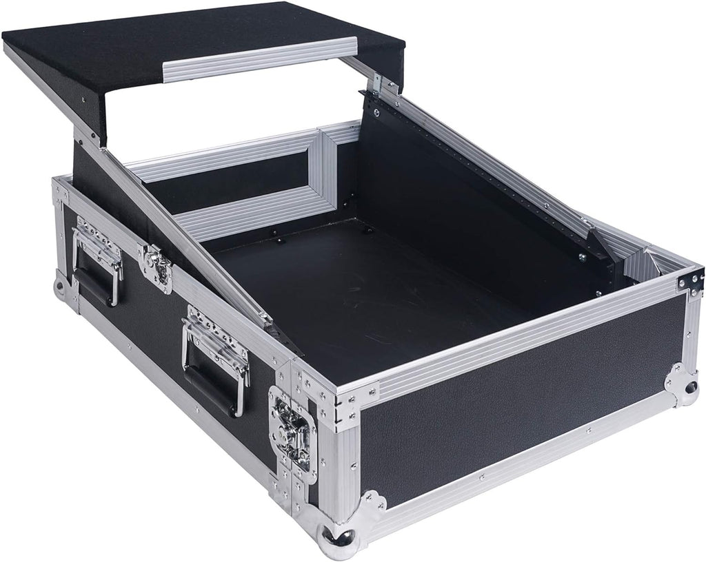 4U PA DJ Rack Road Case with 11U Slant Mixer Top, 20’’ Rackable Depth, 4-Space Size Y662451