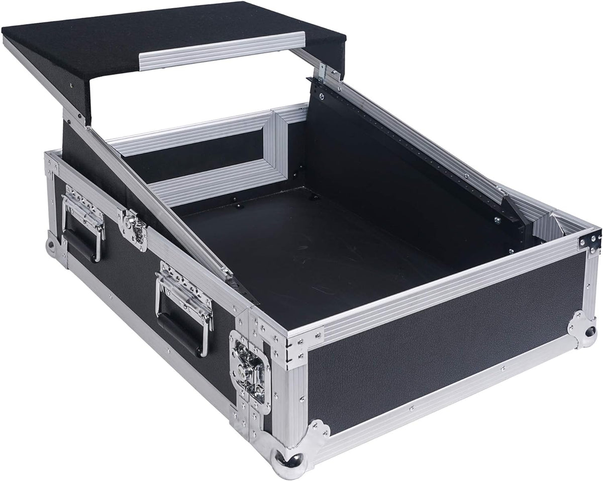4U PA DJ Rack Road Case with 11U Slant Mixer Top, 20’’ Rackable Depth, 4-Space Size Y662451