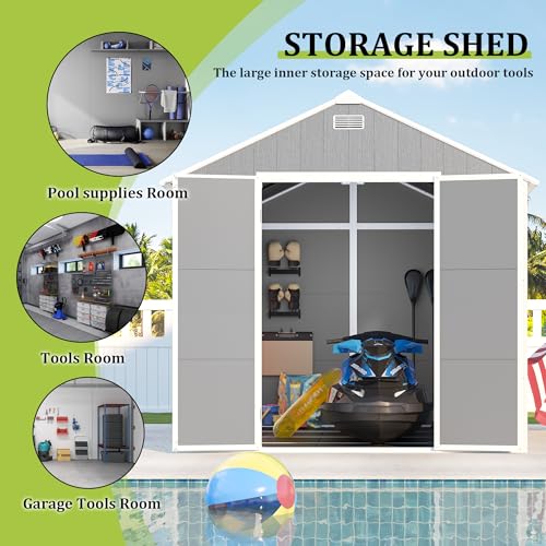 Gray 8x8 FT Outdoor Resin Storage Shed B56003