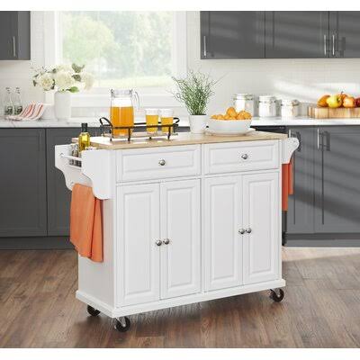 White Solid Wood Kitchen Cart C1710