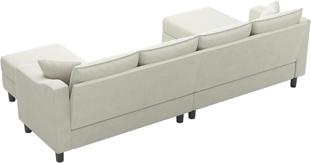 U Shaped Velvet Sectional Sofa with Ottomans X19687