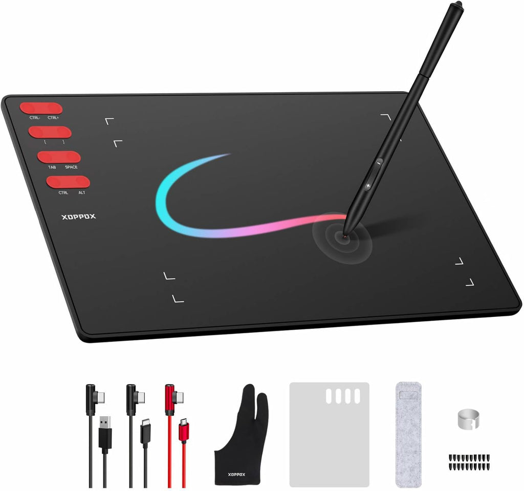 Graphics Drawing Tablet with 8 x 6 Inch Active Area, 8192 Level Battery-Free Pen and 8 Express Keys A4483