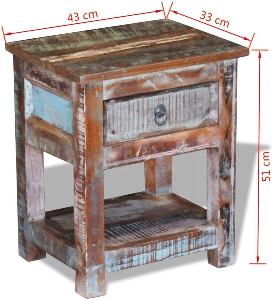 Solid Reclaimed Wood Side End Table with 1 Drawer I3203